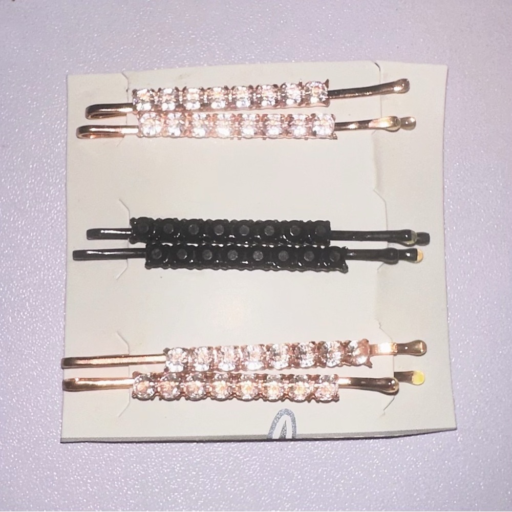 Elegant Crystal Hair Clips Set - Black and Gold